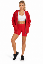 Load image into Gallery viewer, Red Cotton Blend Zip Up Hoodie