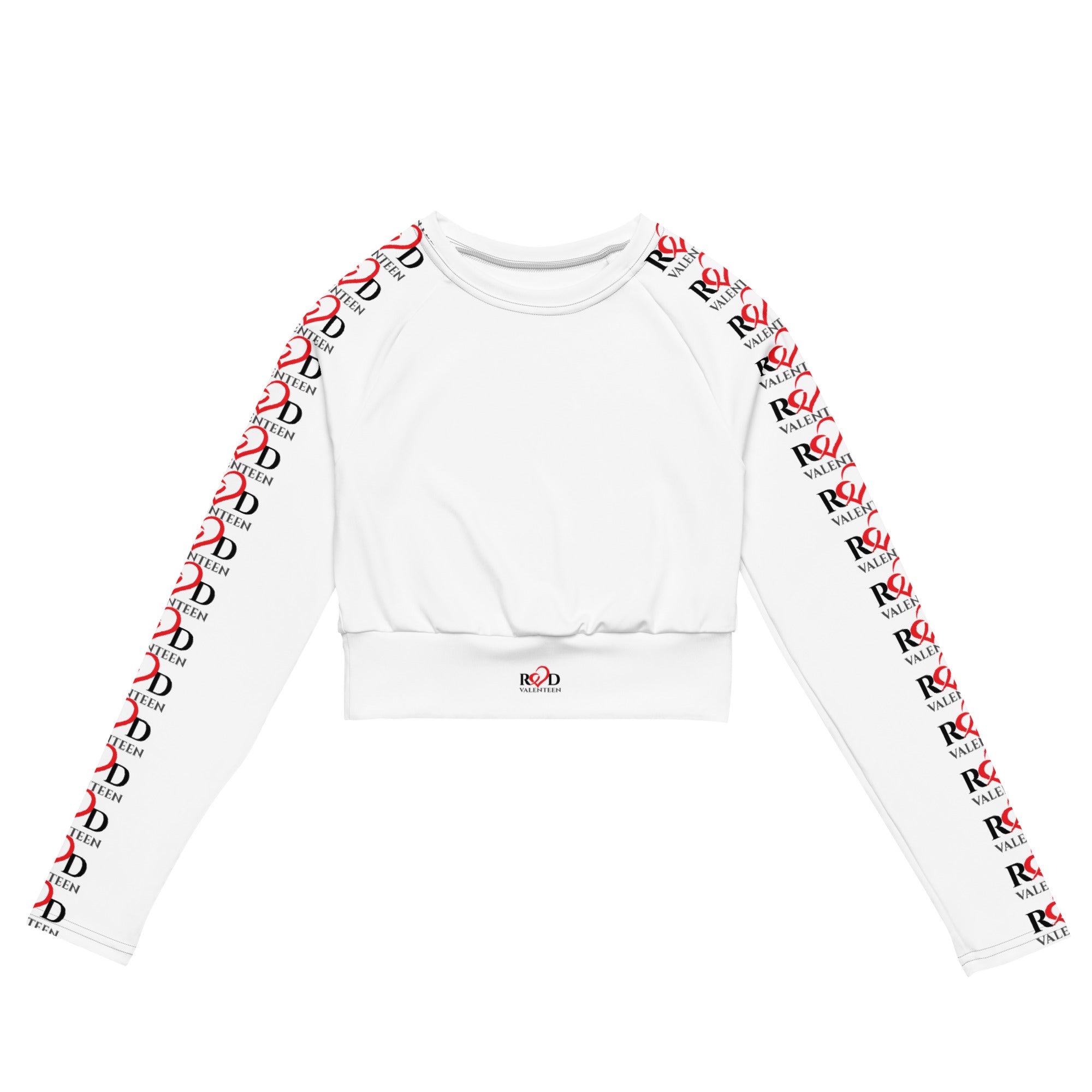 Mini Logo Long-Sleeve White Crop Top Luxury Activewear – RED