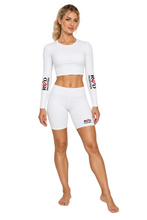 Load image into Gallery viewer, White Long-Sleeve Signature Crop | Luxury Activewear
