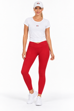 Load image into Gallery viewer, Red Crossover Leggings with Pockets
