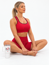 Load image into Gallery viewer, Red Padded Sports Bra with Black Trim
