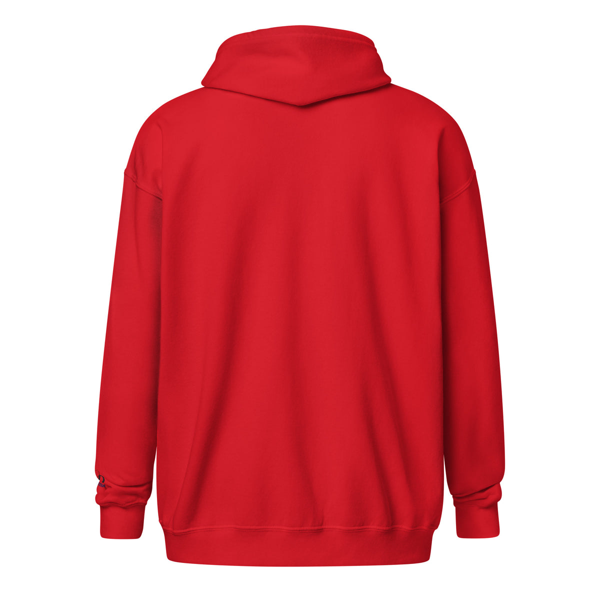 Red hoodie back view on a white background