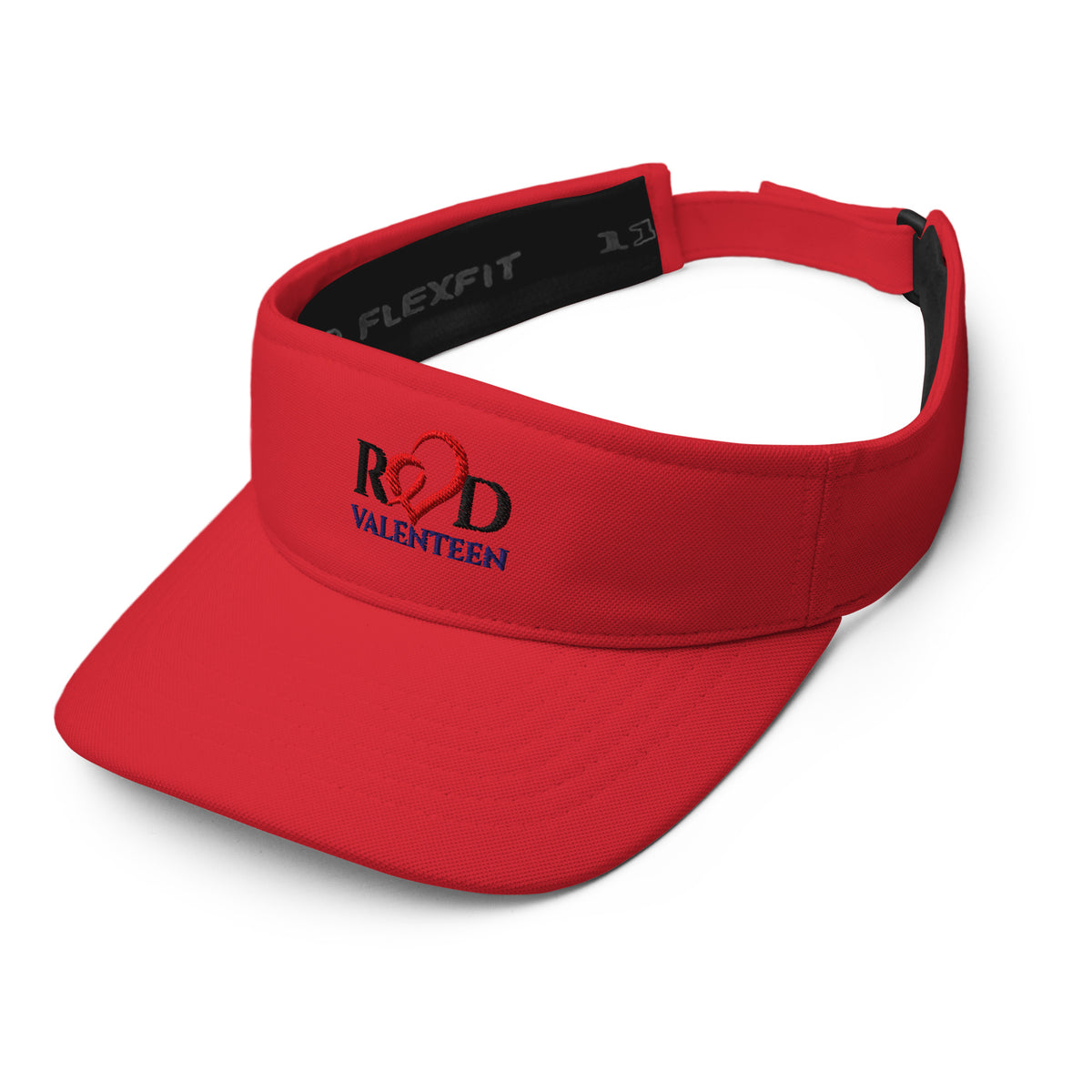 Red visor with 'Red Valenteen' embroidered logo on a white background